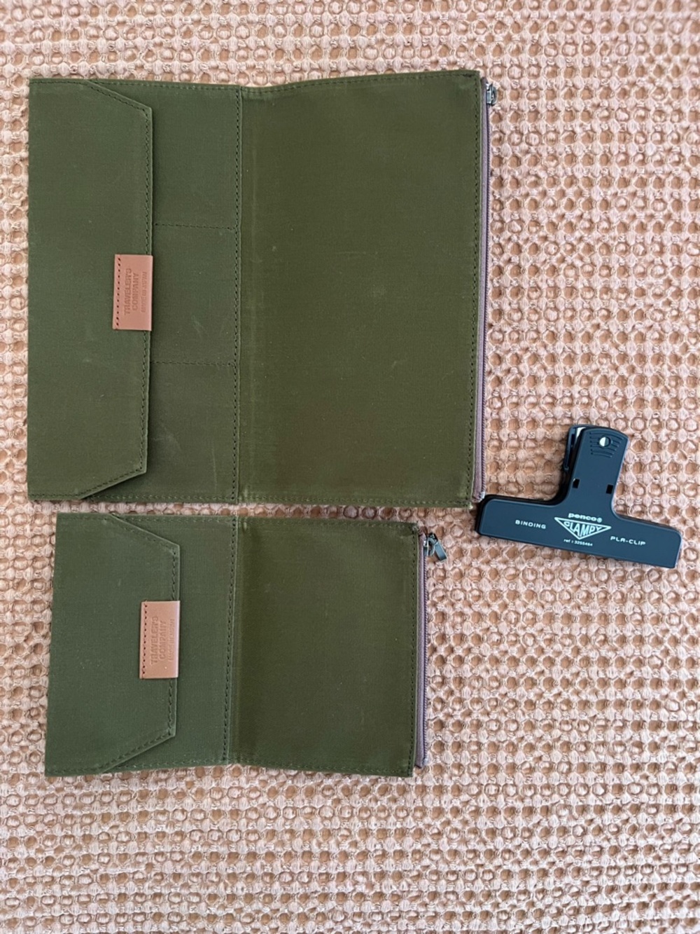 Traveler’s Company Cotton Zipper Cases in Olive
